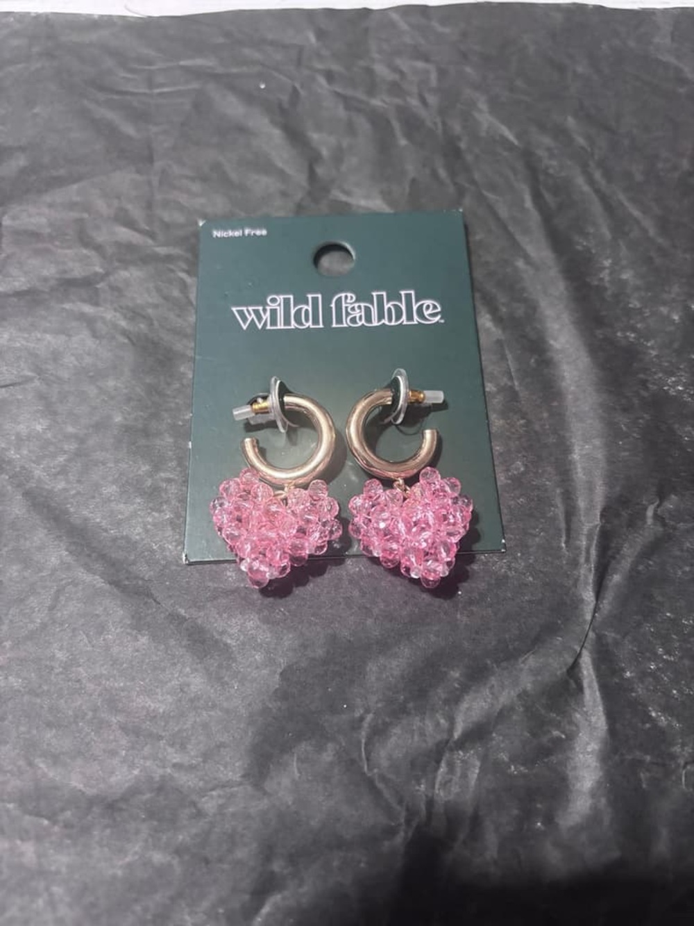 wild fable Pink Beaded Heart Hoop Earrings